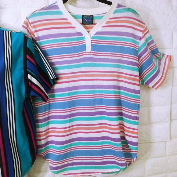 Bulk Lot(3) Vintage 80s Tops Jantzen Classics Lady-M(10) Striped Crew Polo SSL - Picture 8 of 9